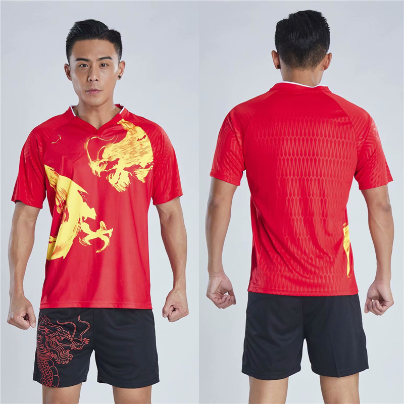 新款中国龙乒乓球服套装 划龙舟比赛训练队服速干短裤上衣团体服