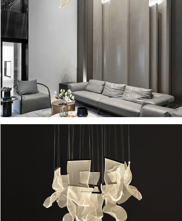 定制现代时尚艺术装饰橱窗吊灯亚克力商场售楼部酒店大堂工程吊灯