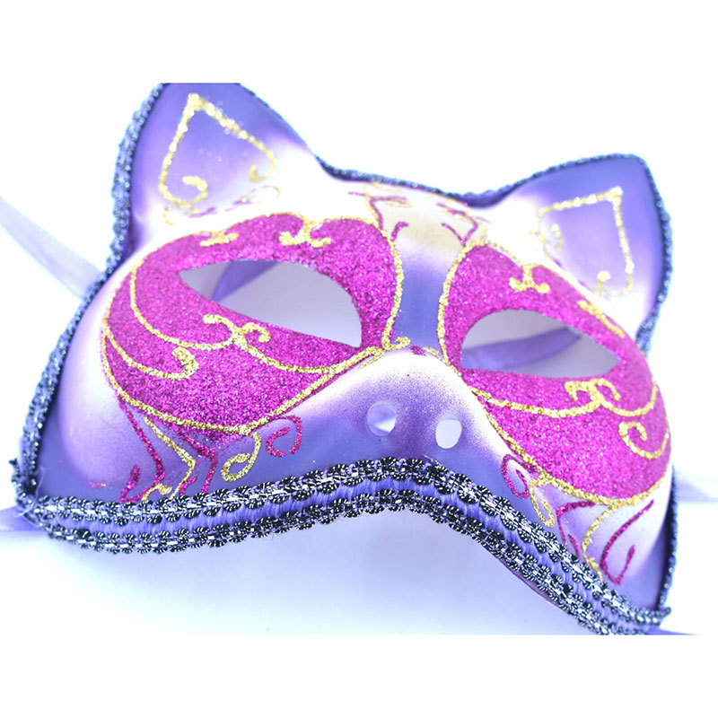 Factory Direct Sales Makeup Dance Mask Halloween Decoration Props Painted Cat Face Mask in Stock Wholesale