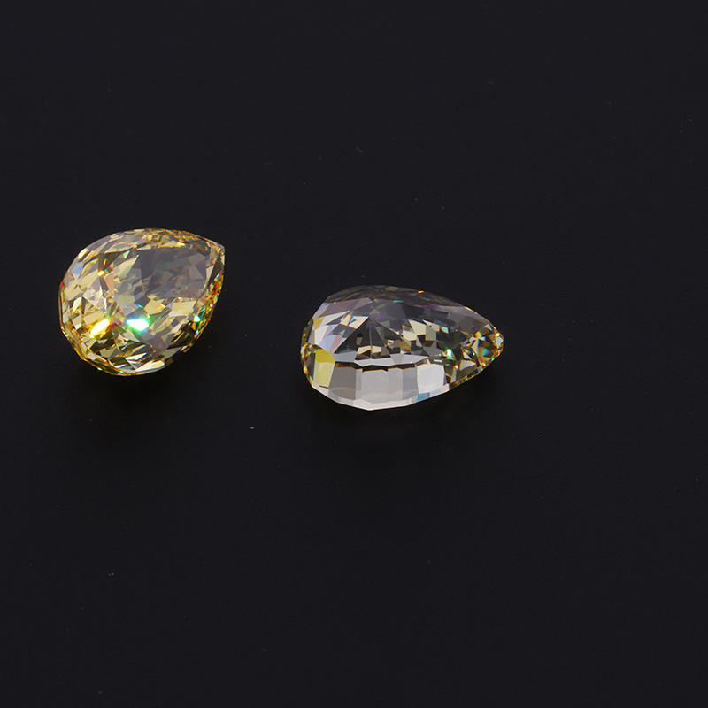 美国料高碳石水滴形梨形粉石黄石裸石宝石浅粉红色鹅黄可镶嵌