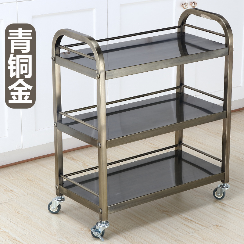 Dining Car <Non-Magnetic 201> Colorful Hot Pot Car Hotel Dining Car Stainless Steel Cart Vegetable Rack