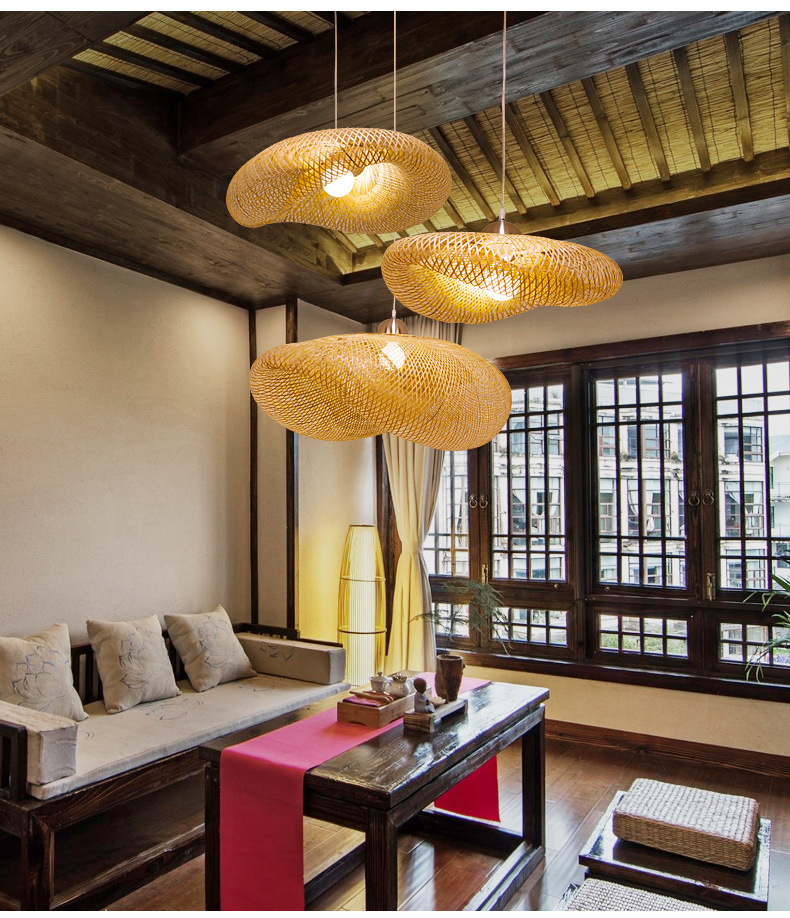 竹编吊灯茶室禅意灯新中式民宿田园灯东南亚风格日式茶楼竹艺灯具