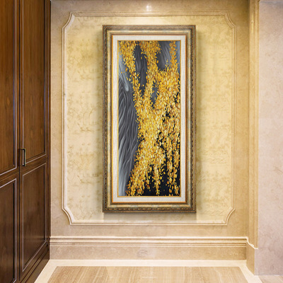 欧式装饰画入户玄关美式挂画 美式轻奢入门竖版走廊过道 壁画