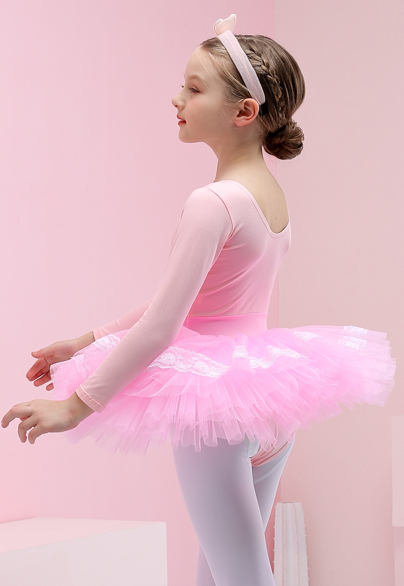 儿童舞蹈服春秋长袖女童练功服小女孩跳舞裙蓬蓬裙幼儿芭蕾舞蹈裙