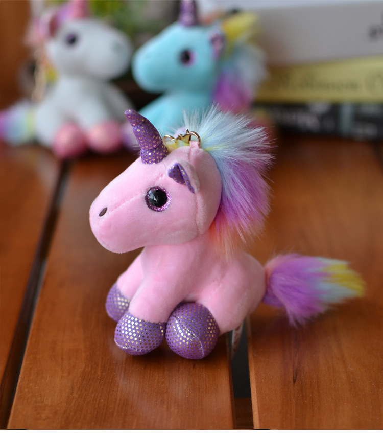 ins网红独角兽毛绒钥匙扣小马公仔玩偶挂饰书包挂件钥匙链扣礼物
