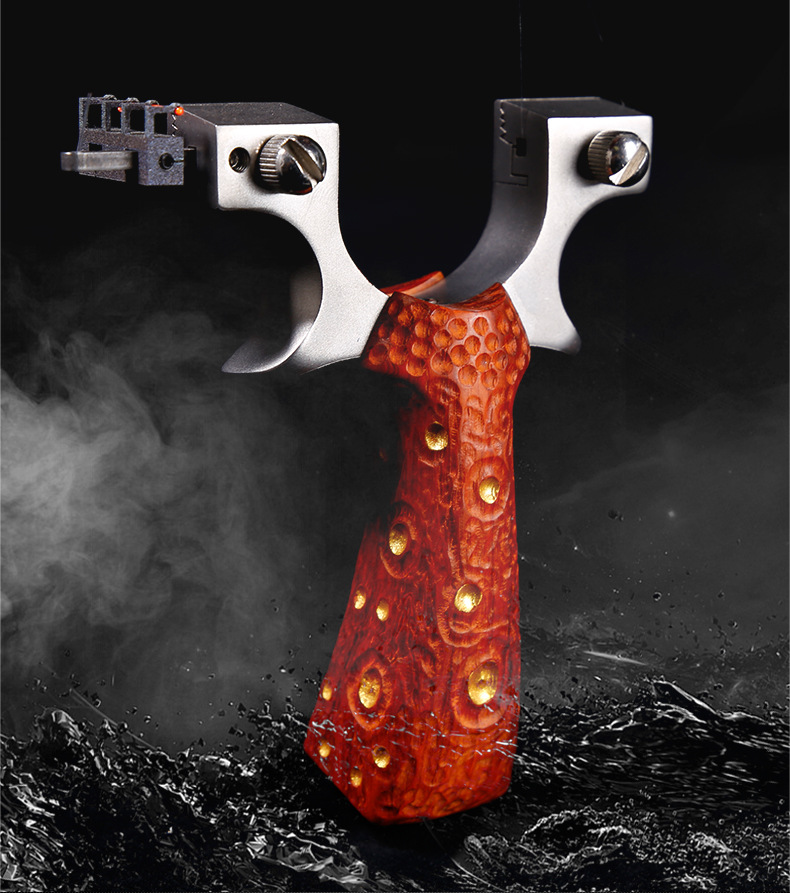 304惊雷弹弓快压弹簧夹片免绑扁皮筋弹工陨石实木线切割弹弓厂家