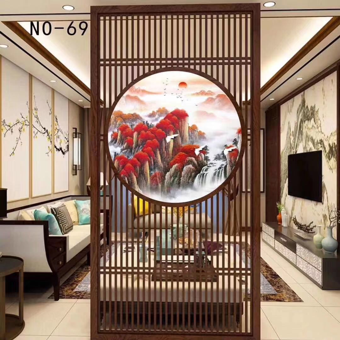 花梨木实木花格 新中式酒店客厅隔断镂空屏风 玄关背景墙镂空花格