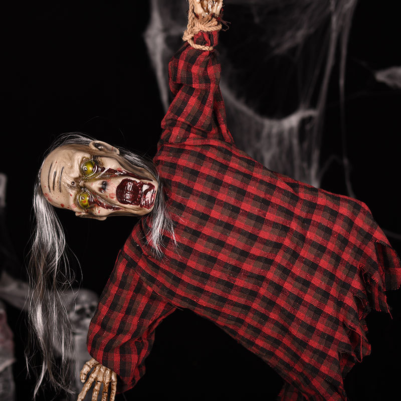 万圣节吊鬼惨叫吊死鬼鬼节密室鬼屋酒吧恐怖装饰道具发光发声骷髅