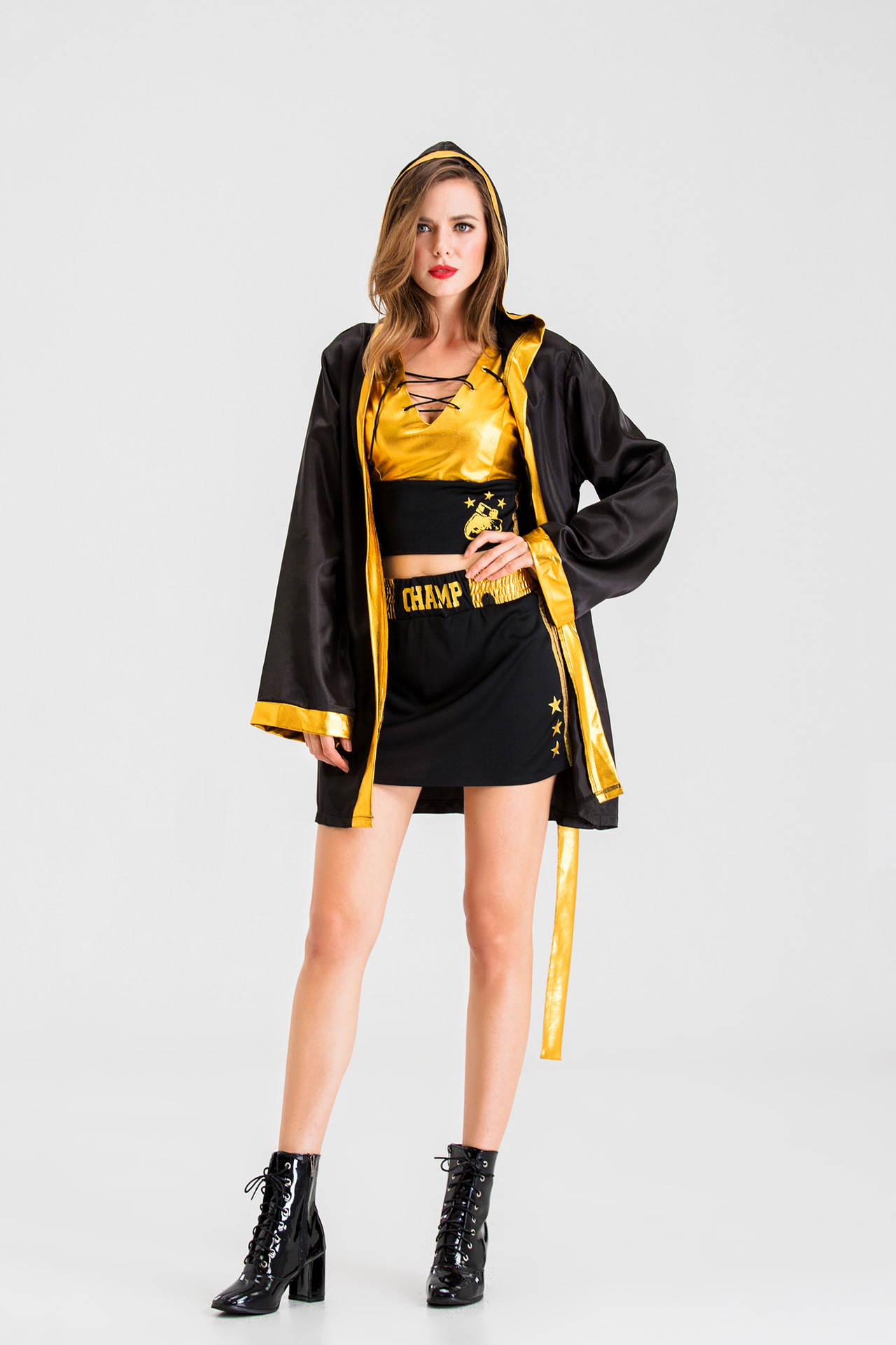 万圣节成人女士战袍拳击手cosplay服装斗篷披风举牌手成人演出服