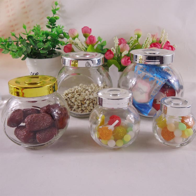 迷你糖果玻璃瓶50ml密封花茶玻璃瓶小扁鼓瓶 480ml蜂蜜瓶带盖批发