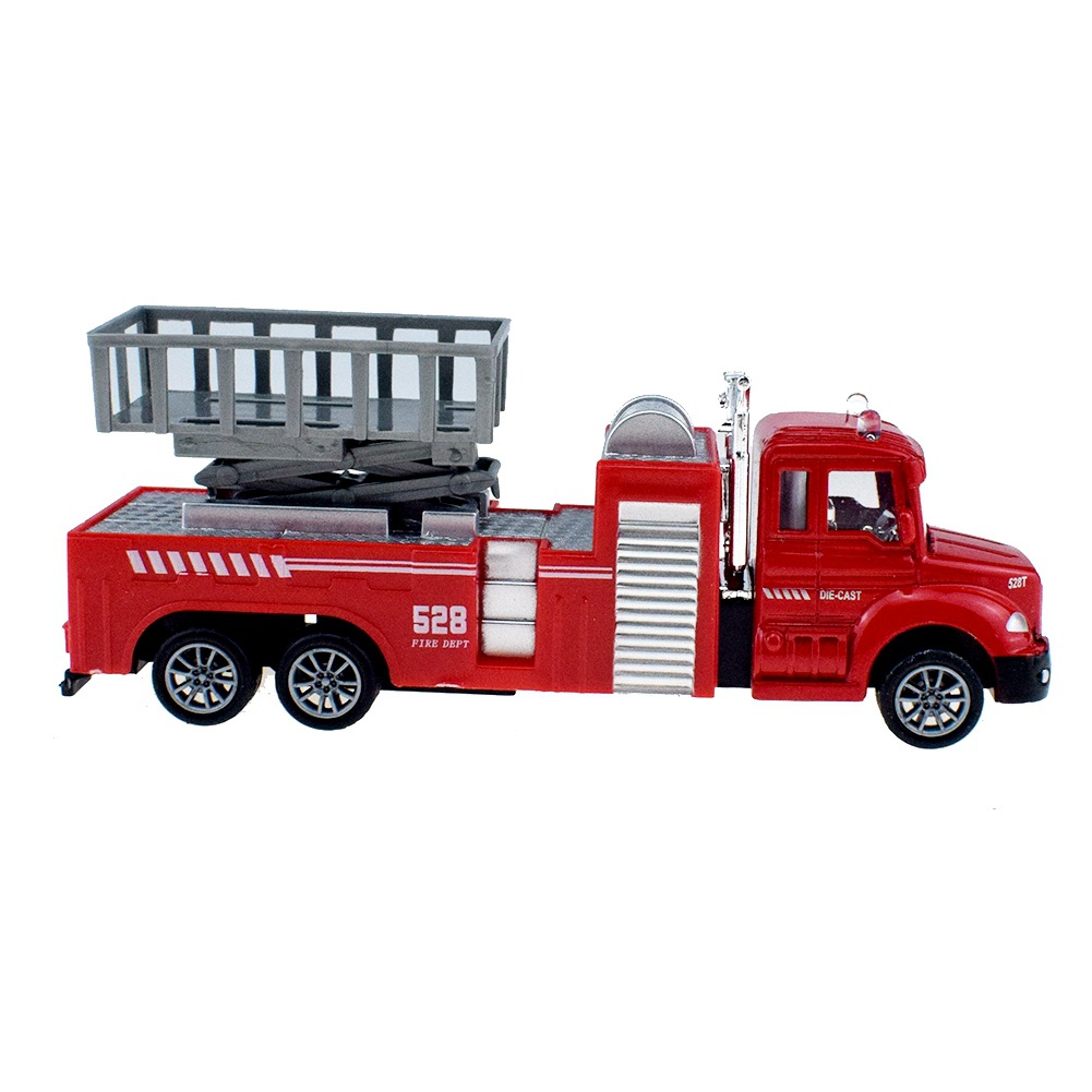 新款回力合金消防车云梯救援车大卡车集装箱汽车模型跨境货源