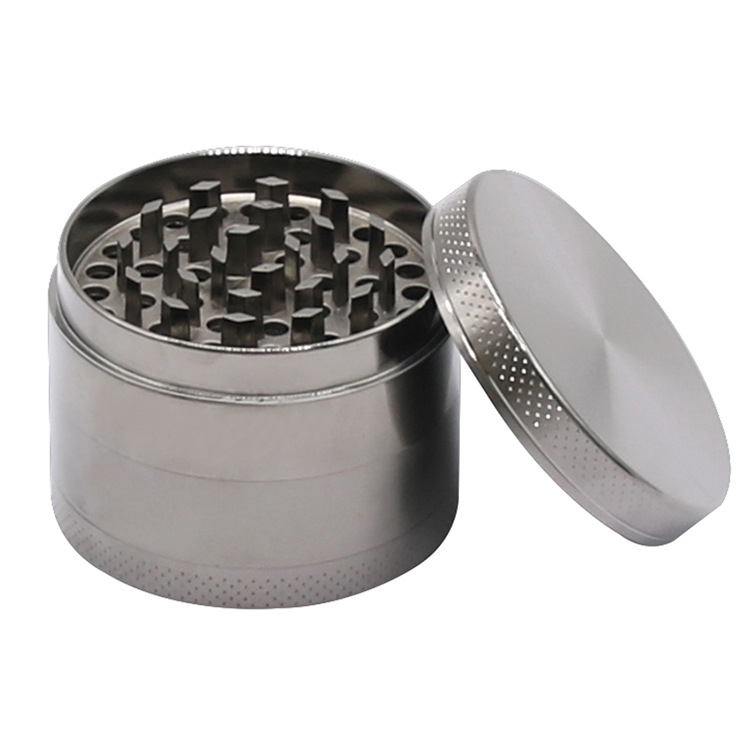 锌合金平板点纹直径55mm-4层研磨器金属磨烟器烟草碎烟器烟具批发