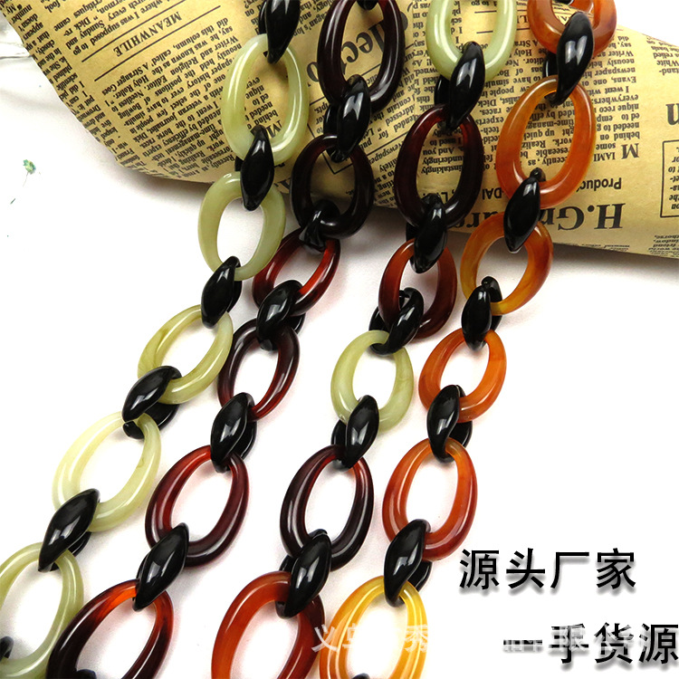 Factory Direct Sales Resin Acrylic Chain Mixed Color Bag Shoulder Strap Bag Chain DIY Accessories Semi-Finished Products Matching Wholesale