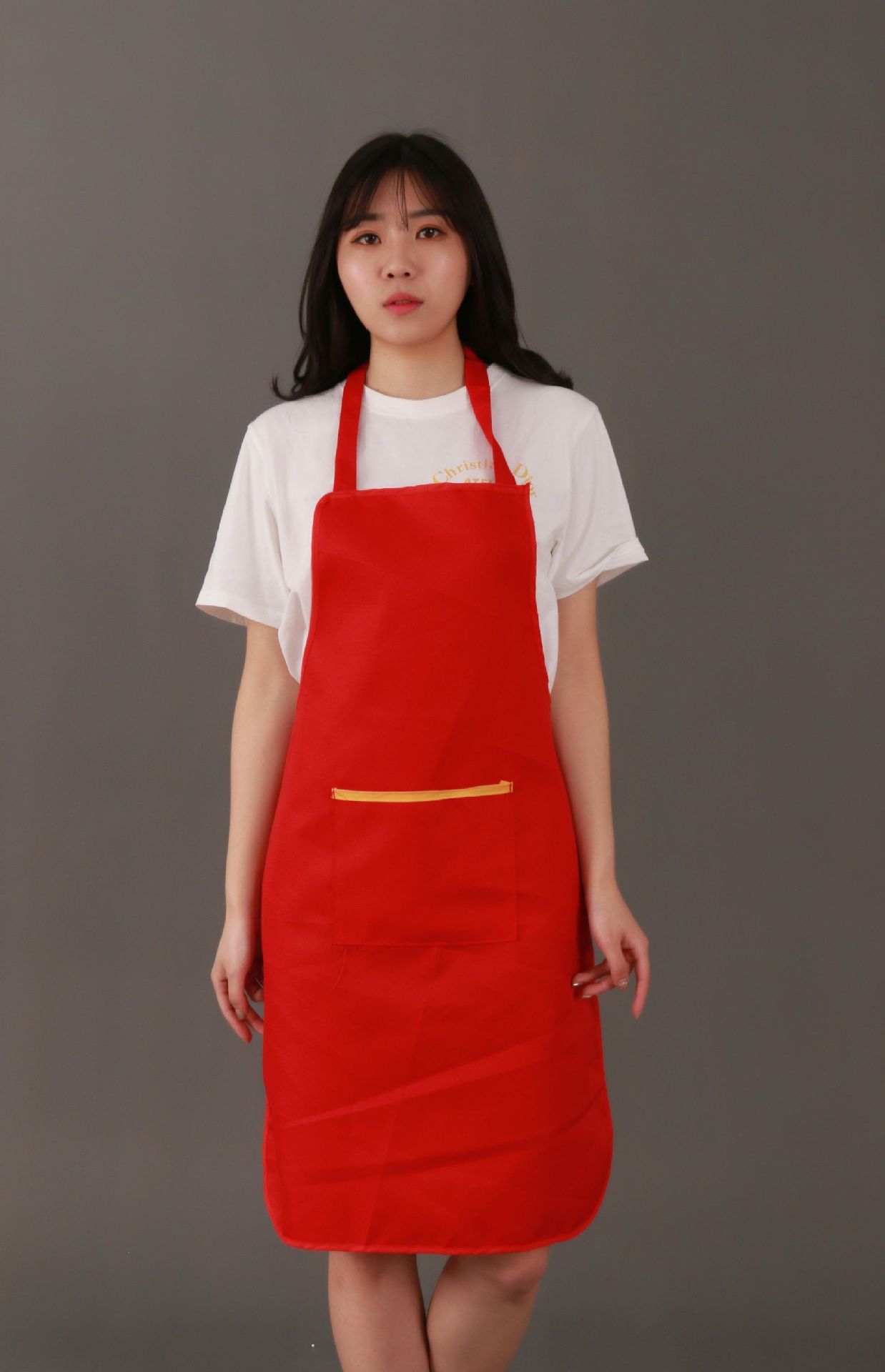 厂家批发定做制服呢围裙免费印字印刷logo布料围腰定制广告围裙