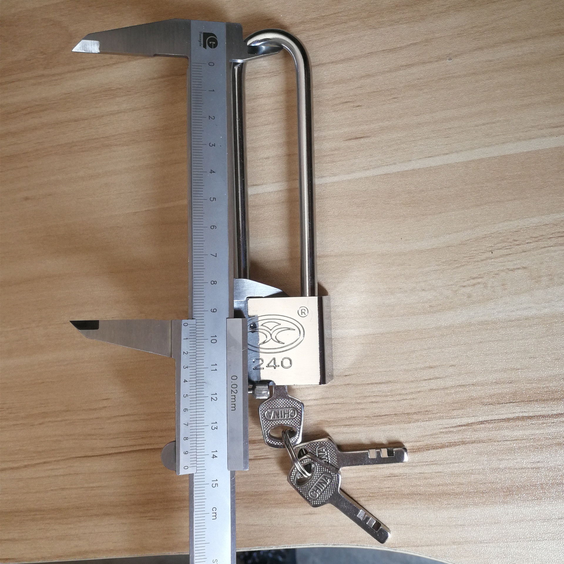 丹翔40mm家用门柜子锁特长加长梁长柄长头插锁白钢挂锁 加长挂锁