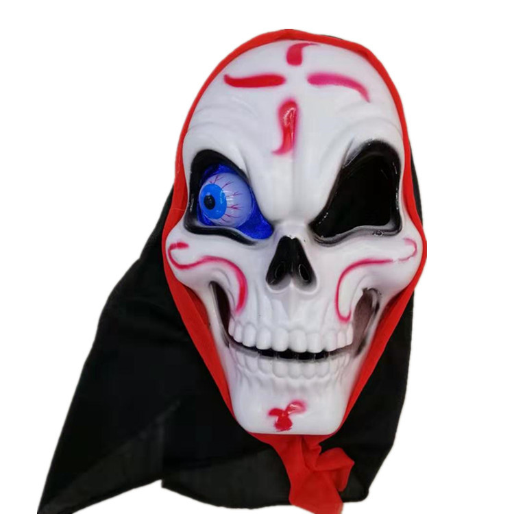 外贸跨境货源厂家直销万圣节爆眼鬼骷髅大号恐怖包黑红头巾血面具