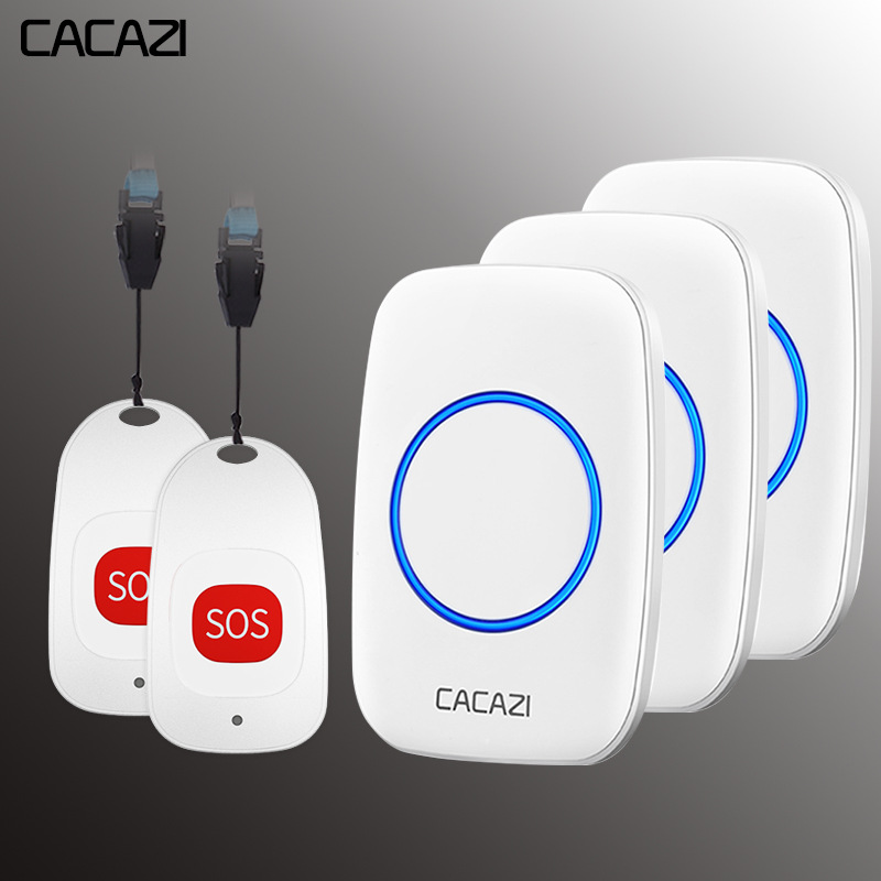 老人呼叫器无线家用遥控远距离求助门铃病人应急呼唤响铃器二拖三