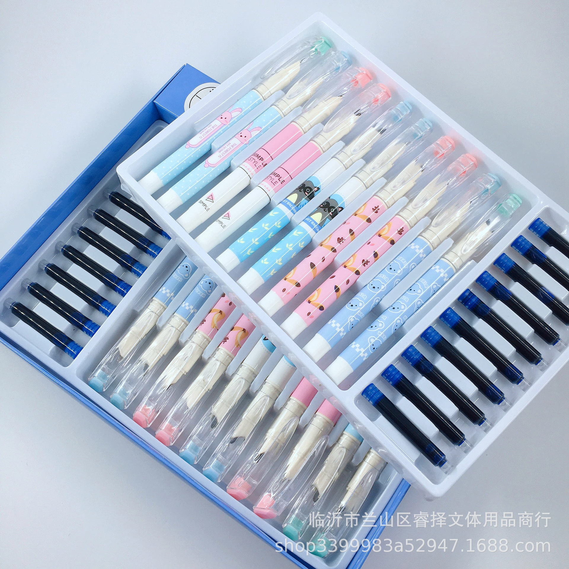 汉诺214直液式钢笔 卡通马卡龙色学生书法练字换囊钢笔批发