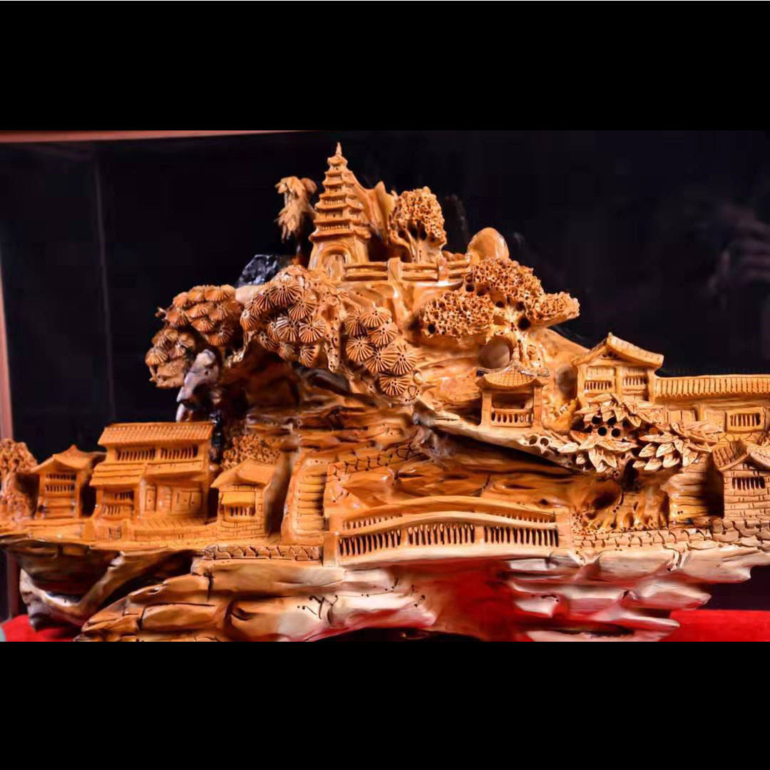 崖柏根雕客厅办公摆件家居装饰复古木制品木雕工艺品摆件山水摆件