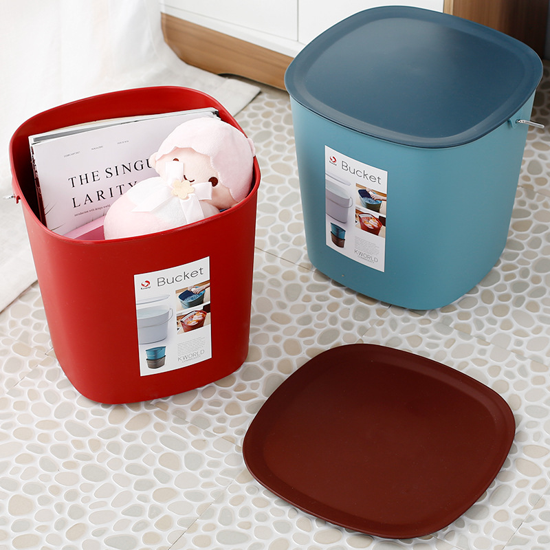 简约家居收纳多用桶 卧式厨房专用桶 带盖卫生间多用桶