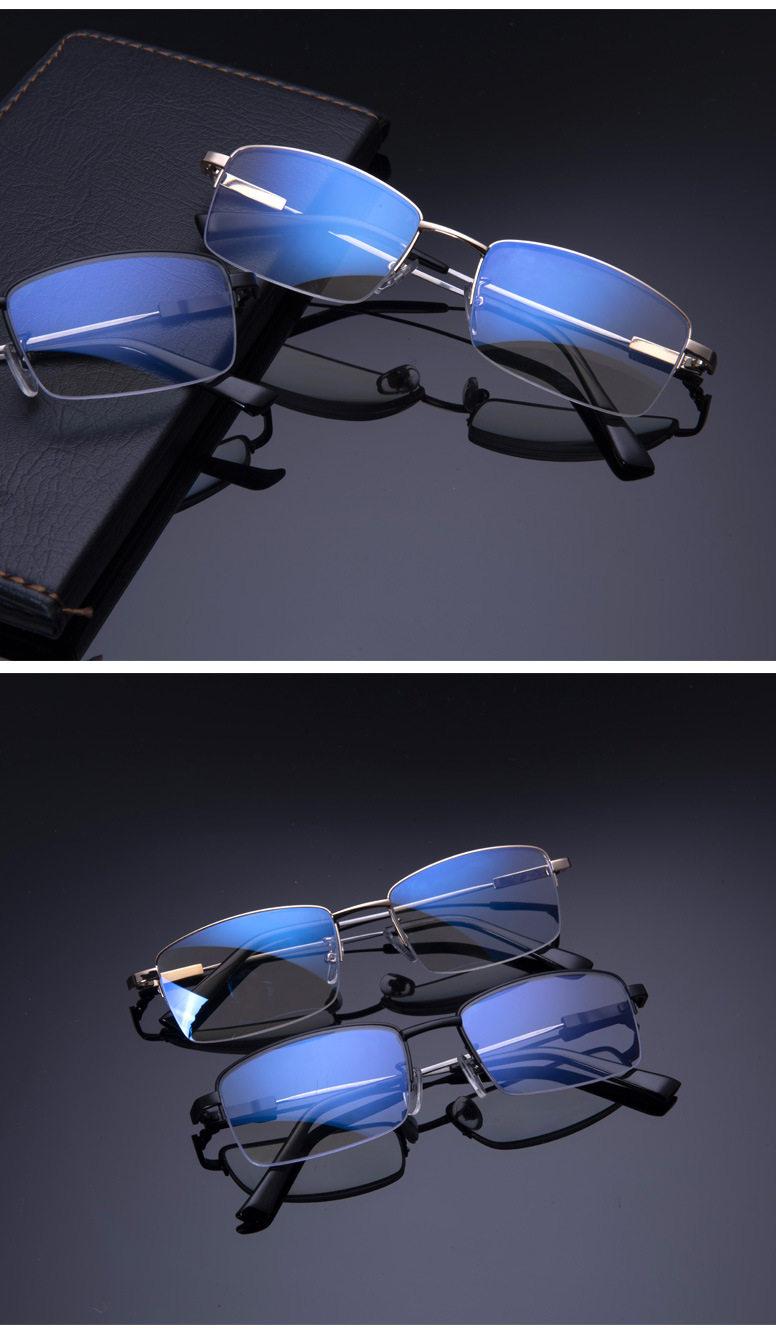 智能变焦老花眼镜防蓝光多焦点远近两用老花镜金属阅读老人远视镜