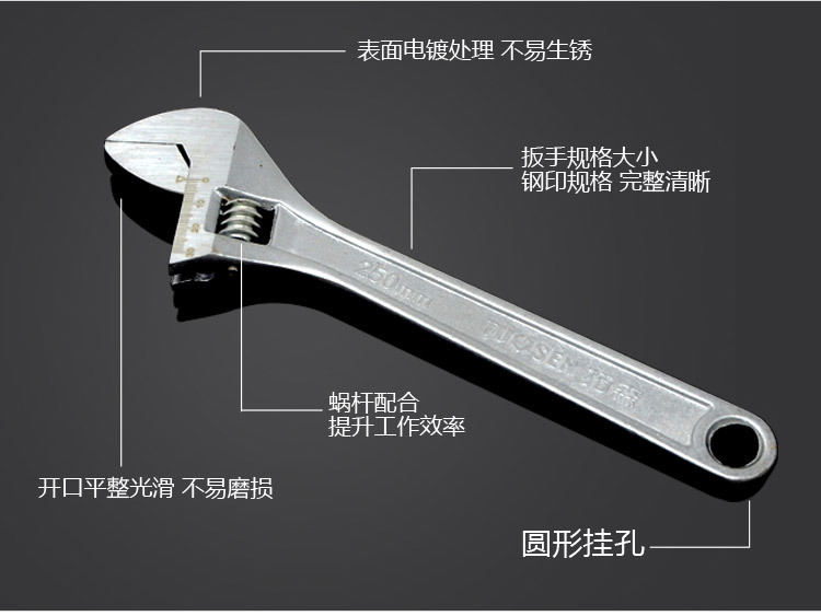 活扳手活动扳手活络扳手开口扳手活口扳手维修工具6寸-12寸