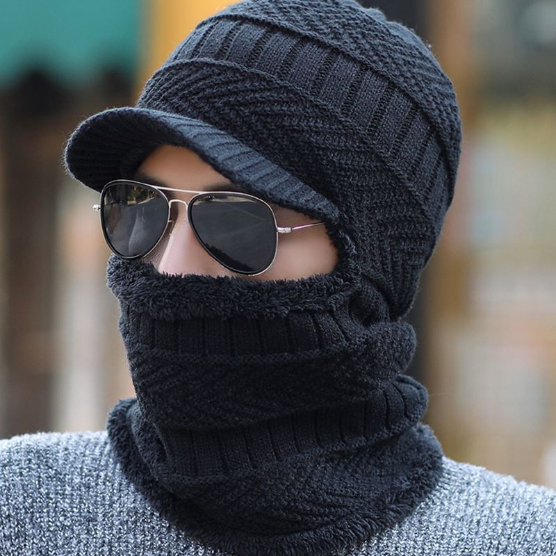 护耳东北蒙面帽冬帽子男士骑车户外保暖加绒加厚一体帽挡风两用