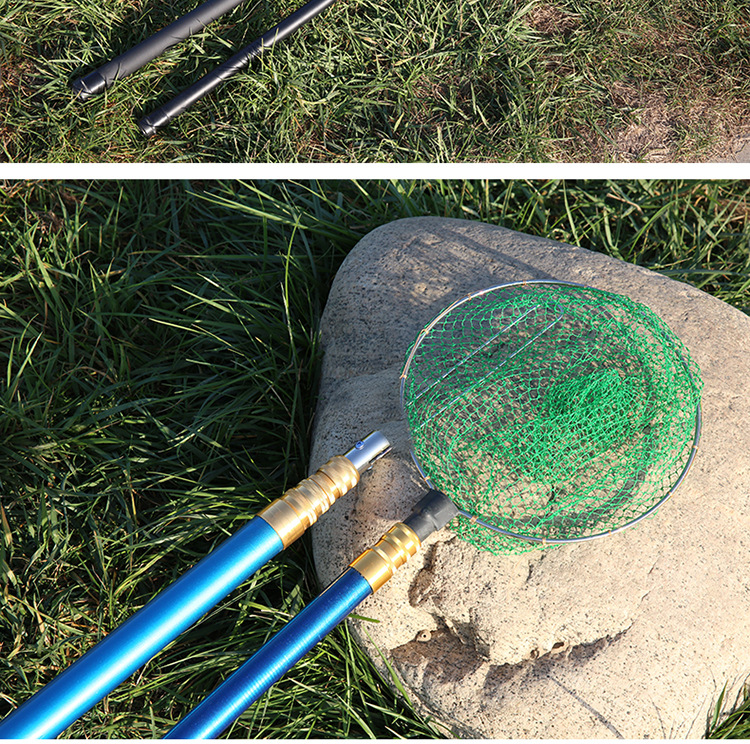 抄网杆伸缩杆绝缘捞鱼竿打鱼摘果单杆玻璃钢打鱼杆自由定位鱼竿