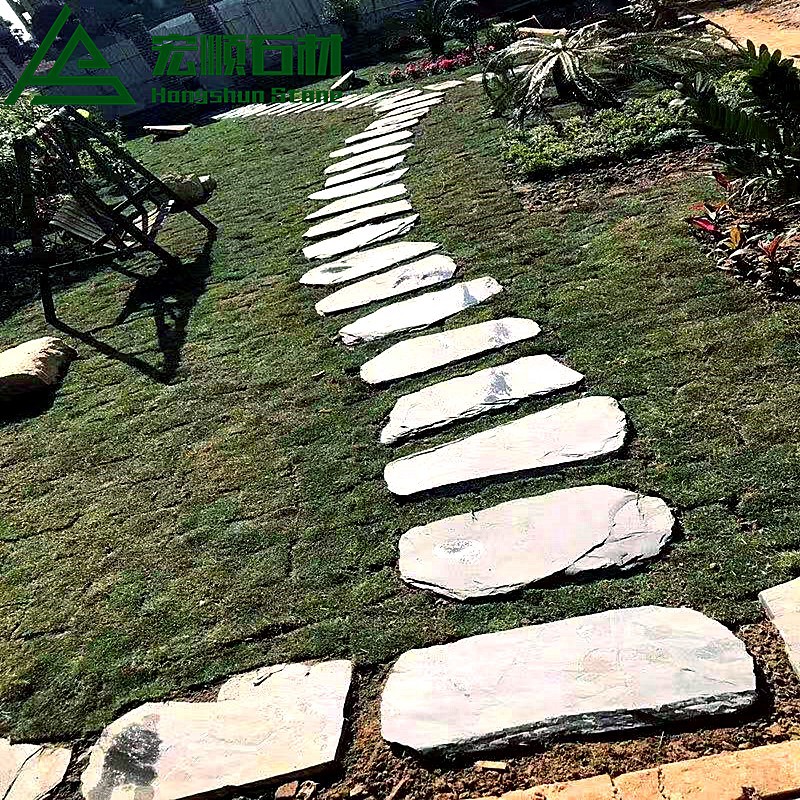 天然青石板不规则 园林汀步石 花园踏步石 庭院脚踏石 台阶石