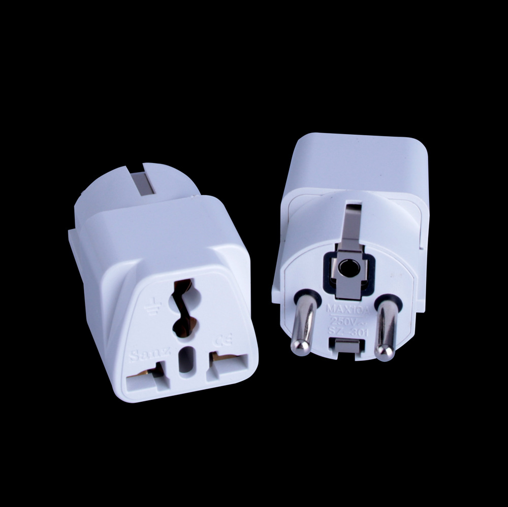 全铜高脚德标转接头 德国法国 印尼 韩国4.8mm插脚 欧规转换插座