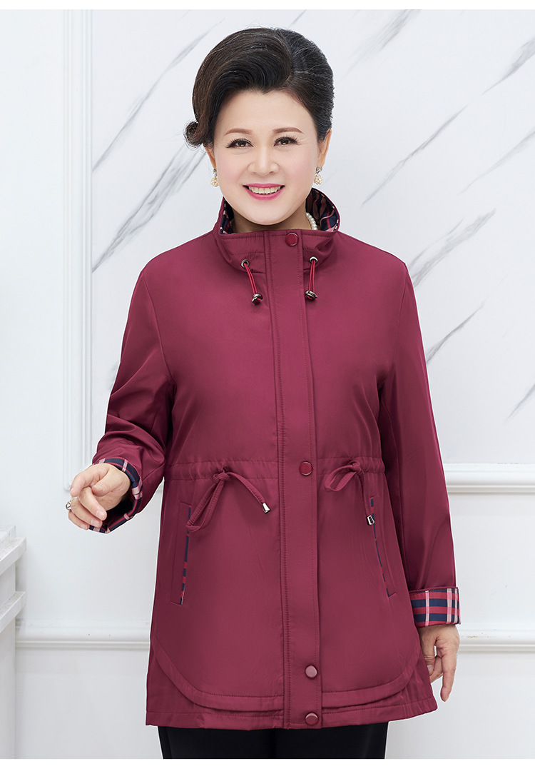 70岁60妈妈中老年人女装春秋风衣薄外套80老太太奶奶装加肥加大码