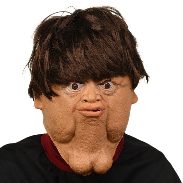 双下巴面具万圣节搞怪面具化妆舞会派对乳胶头套演出服饰道具批发