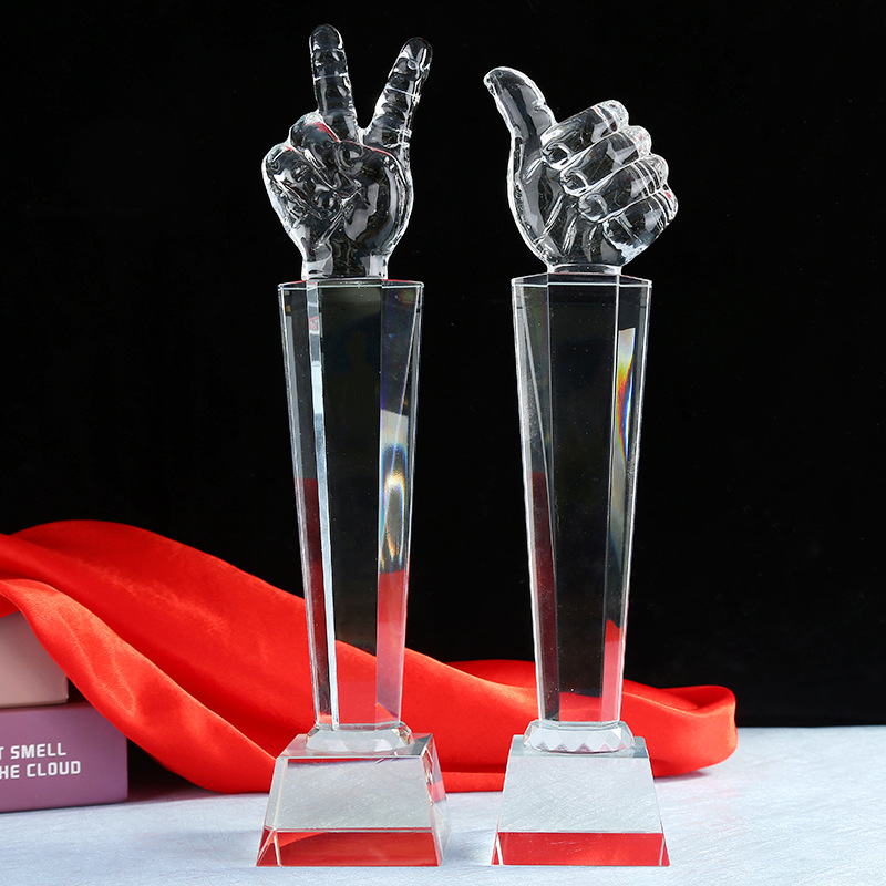 公司颁奖水晶奖杯 年会活动纪念礼品奖杯 大拇指创意奖杯-阿里巴巴