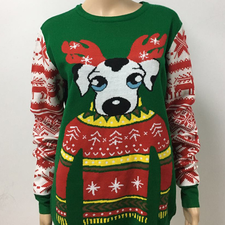 Foreign Trade Christmas Sweater European and American Boys and Girls Jacquard Sweater Export Loose Pullover Top