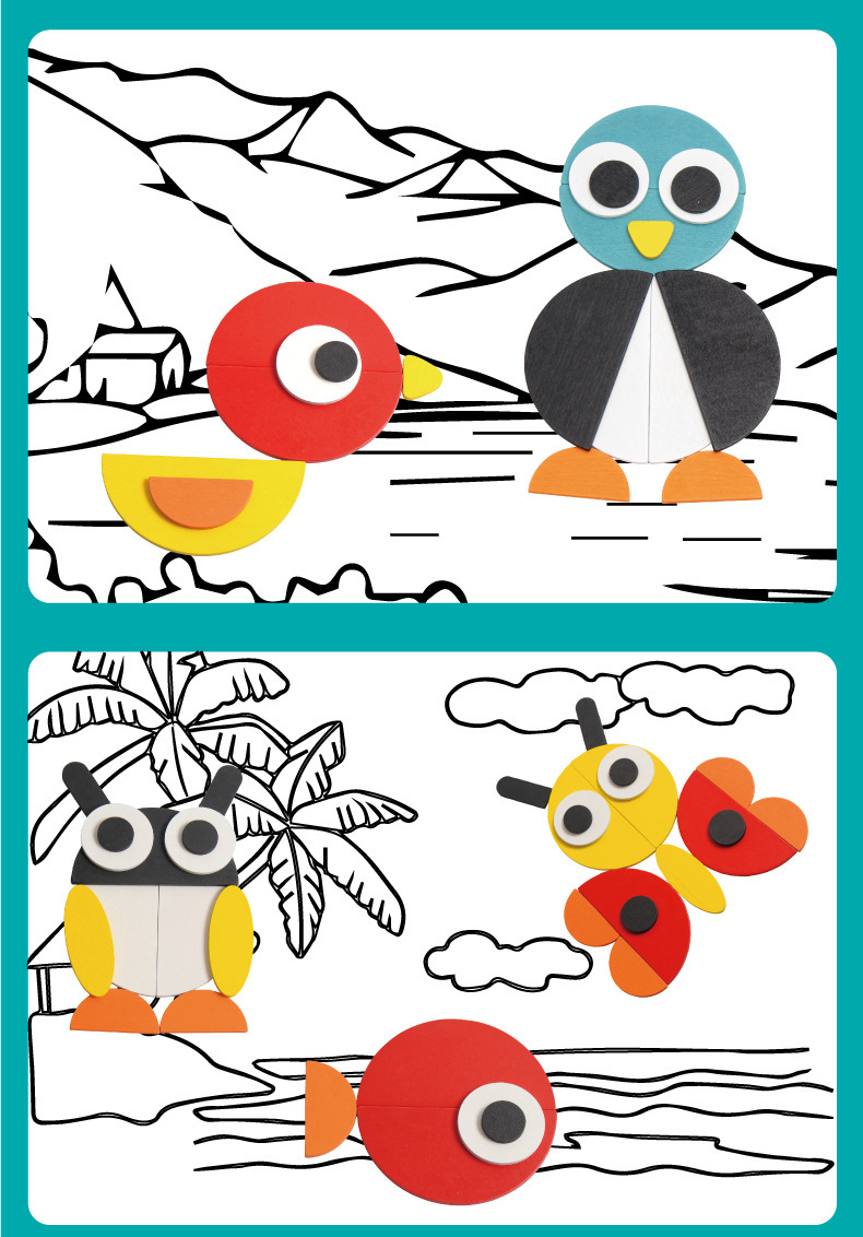 儿童益智木制立体拼图卡通动物趣味拼板幼儿园早教玩具一件代发