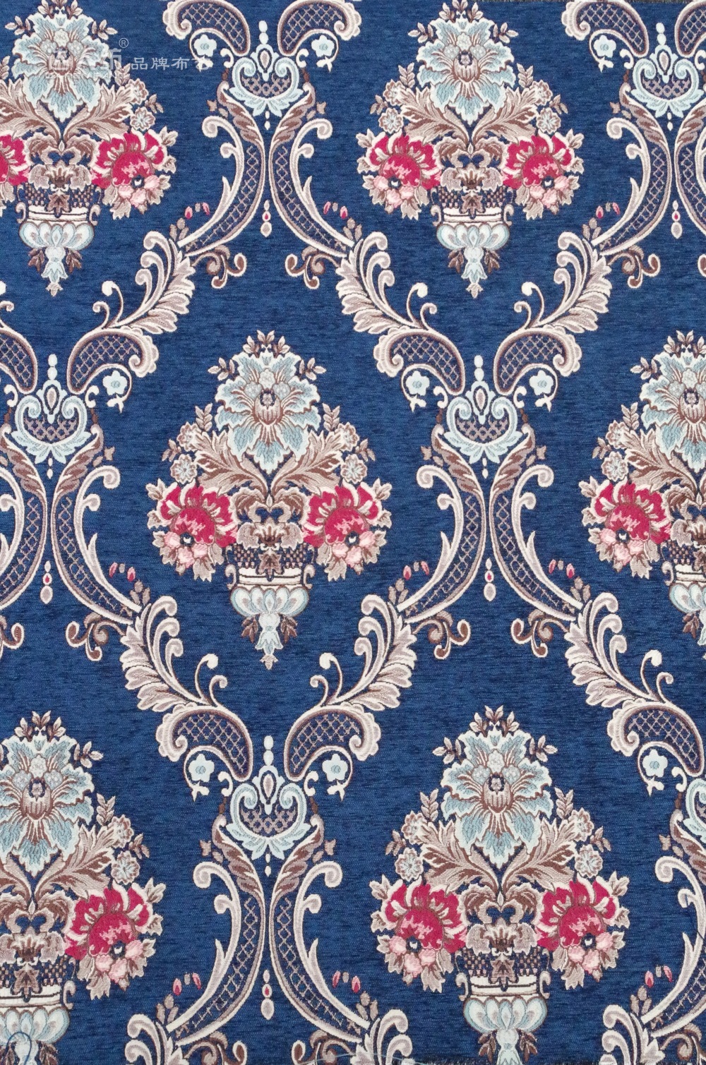 别墅客厅欧式花纹雪尼尔大提花窗帘布料成品雪尼尔欧式帘幔定制