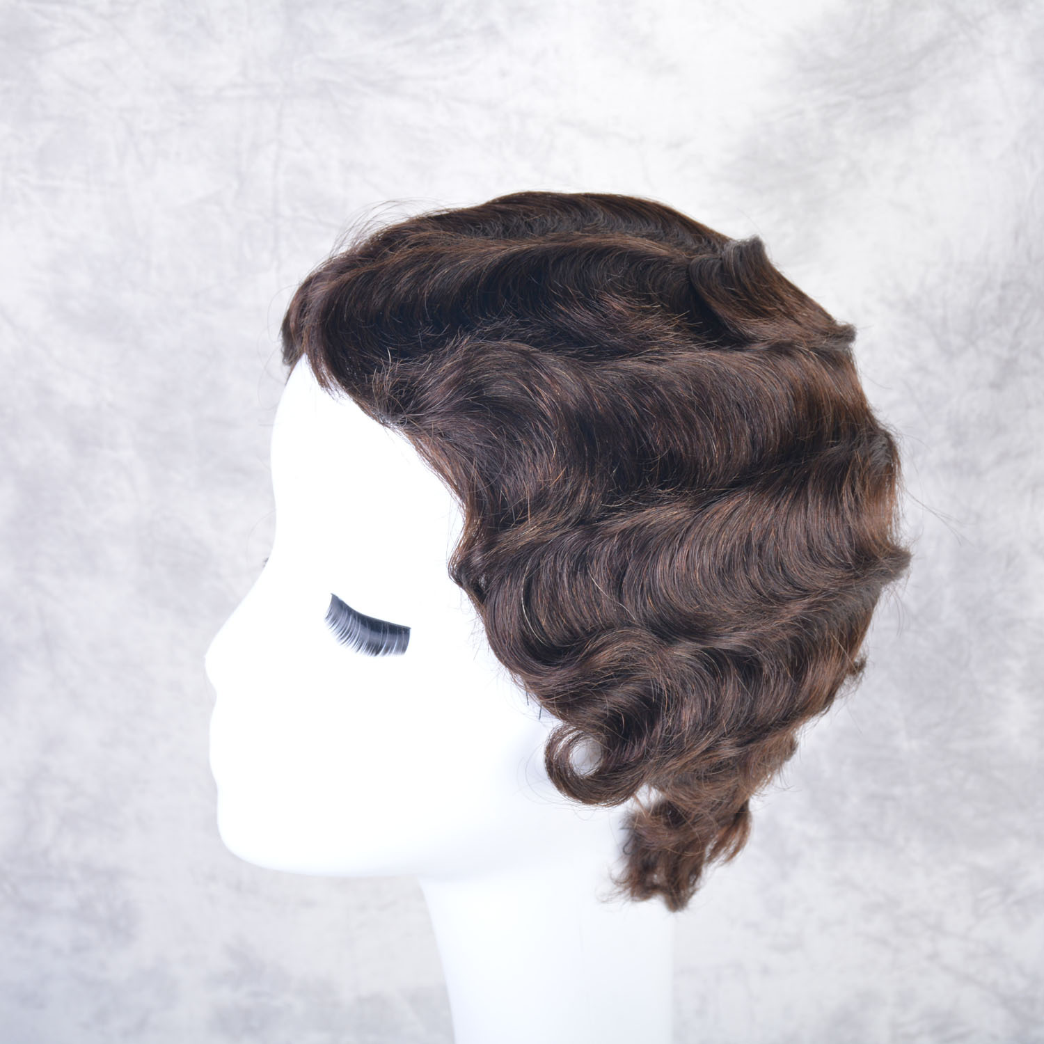 真人发假发上海头复古波浪短卷发上海风human hair wigs现货代发