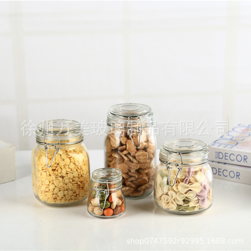 Buckle Glass Jar Tea Bottle Large Kimchi Jar Storage Bottle Transparent Honey Pot Pickles Bottles Glass Density