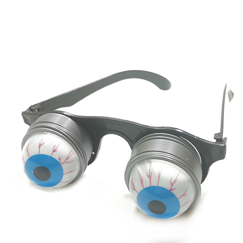 批发万圣节热销整蛊眼睛 派对搞笑眼镜 吓人恐怖带血丝弹簧眼镜