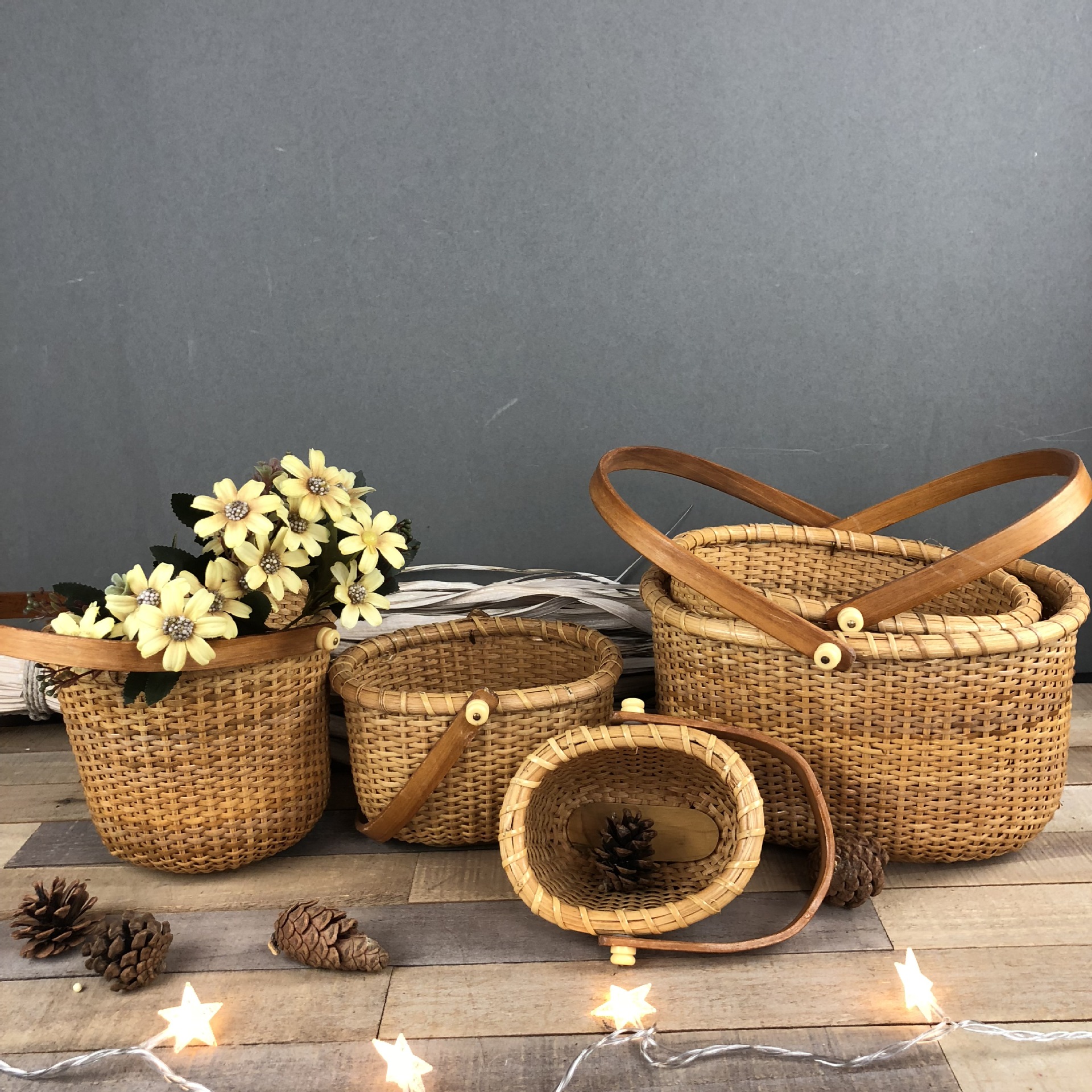 藤编花篮婚庆酒店民宿服装店花店小提篮伴手礼收纳