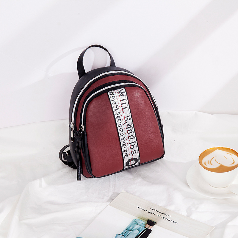 Fashion Trendy Patchwork Letter Ribbon Backpack Multi-Functional Small Bookbag Shoulder Women's Bag Crossbody Mini Bag