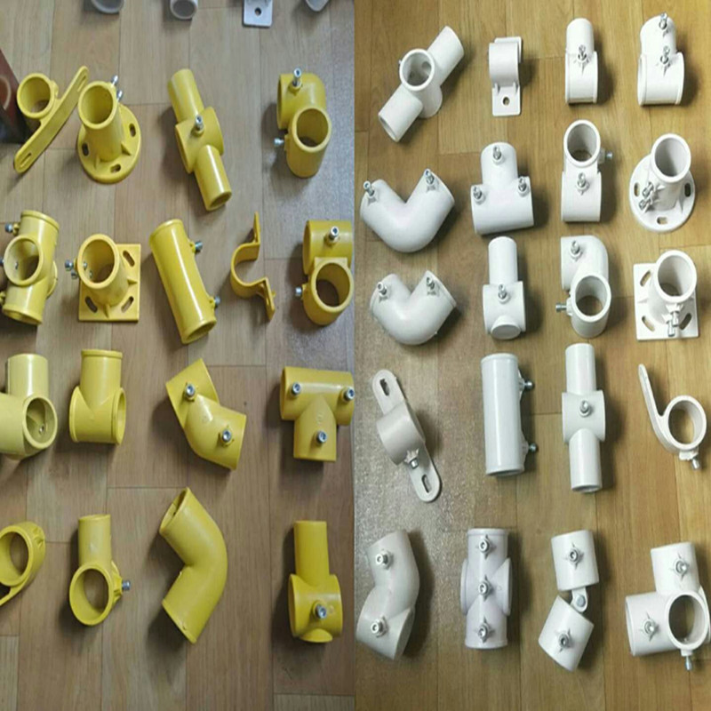 供应工地楼梯扶手连接件 临边防护配件 临时护栏杆塑料钢管件