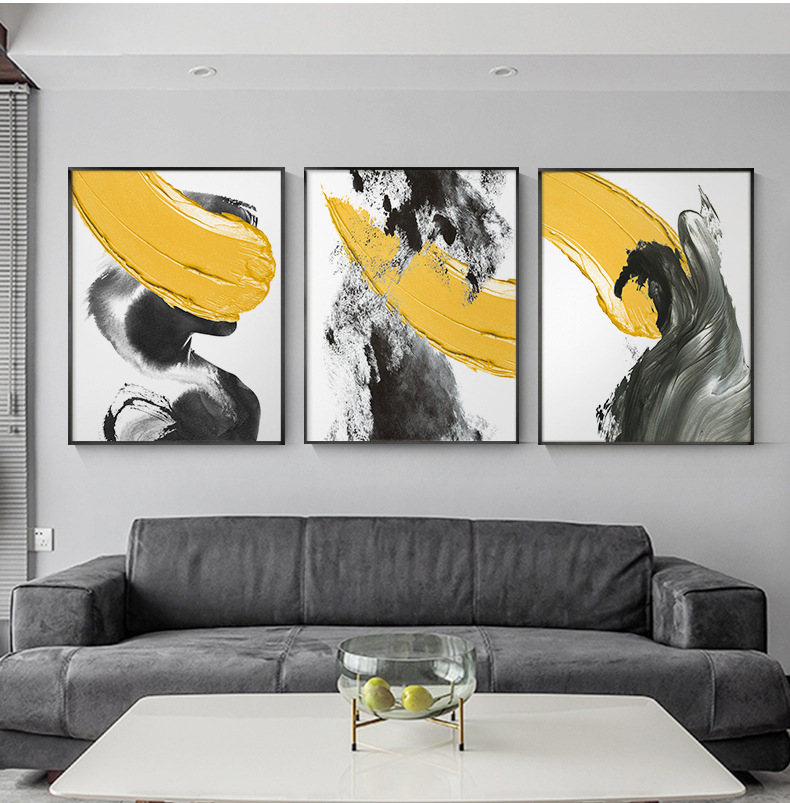 现代轻奢客厅装饰画三联画简约抽象餐厅大壁画北欧玄关走廊挂画