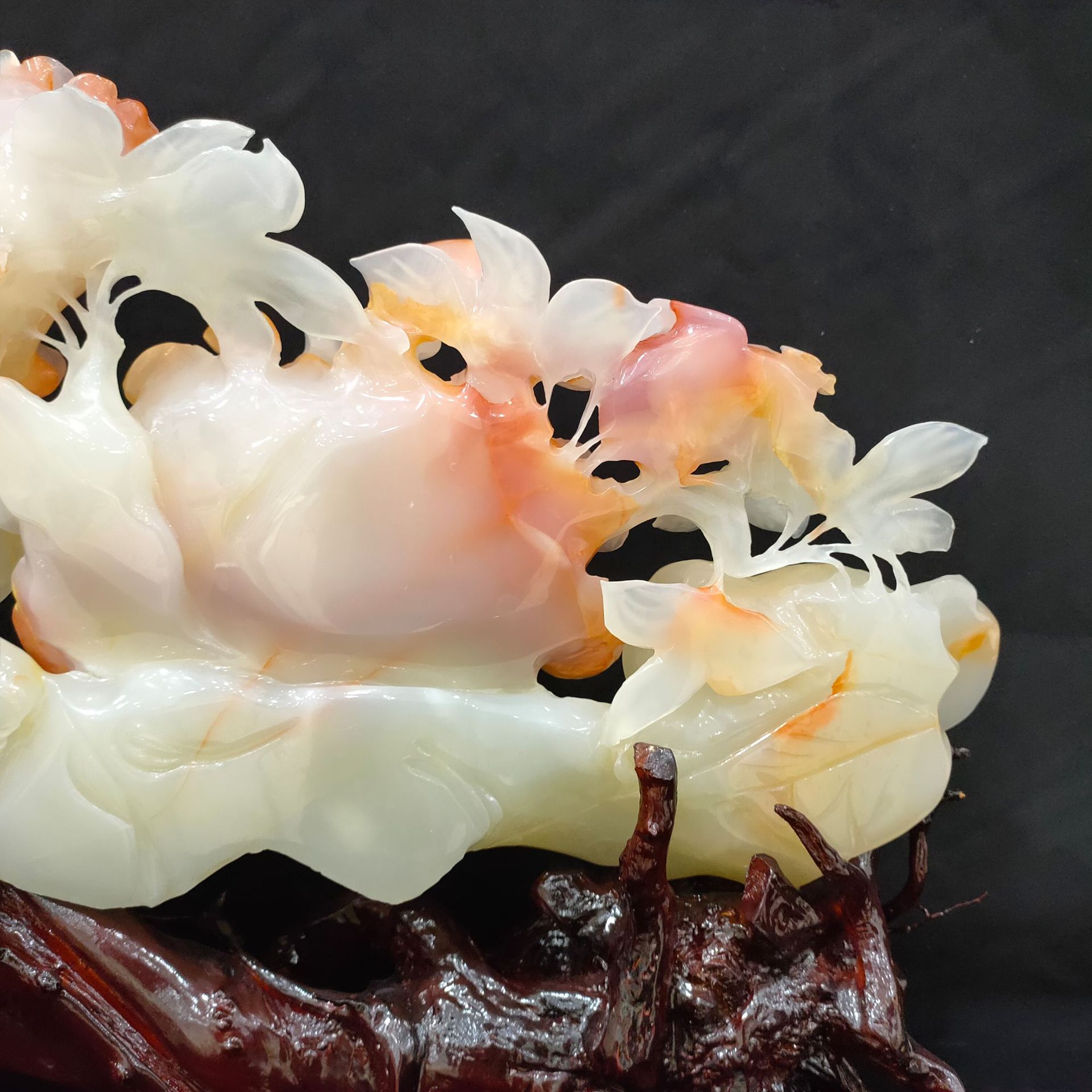 厂家定制牡丹花玉石家居装饰品摆件客厅阿富汗玉器工艺品