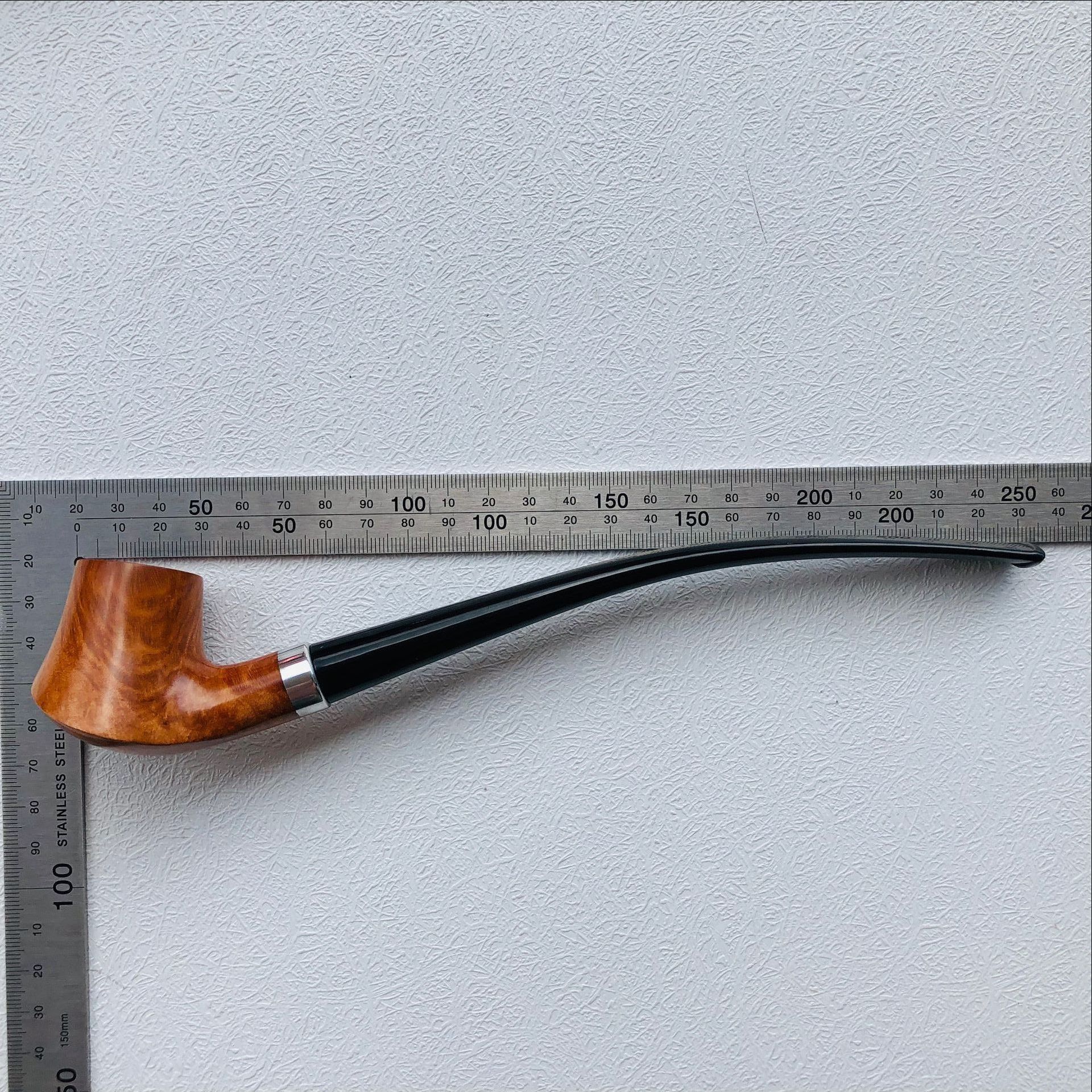 三森 实木烟丝烟斗 25公分超长阅读斗 9mm碳芯 9612#无上漆烟斗