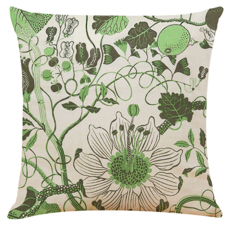 Cross-Border New Arrival Classic Floral Cotton and Linen Cushion Case Peach Skin Fabric Sofa Cushion Linen Pillowcase