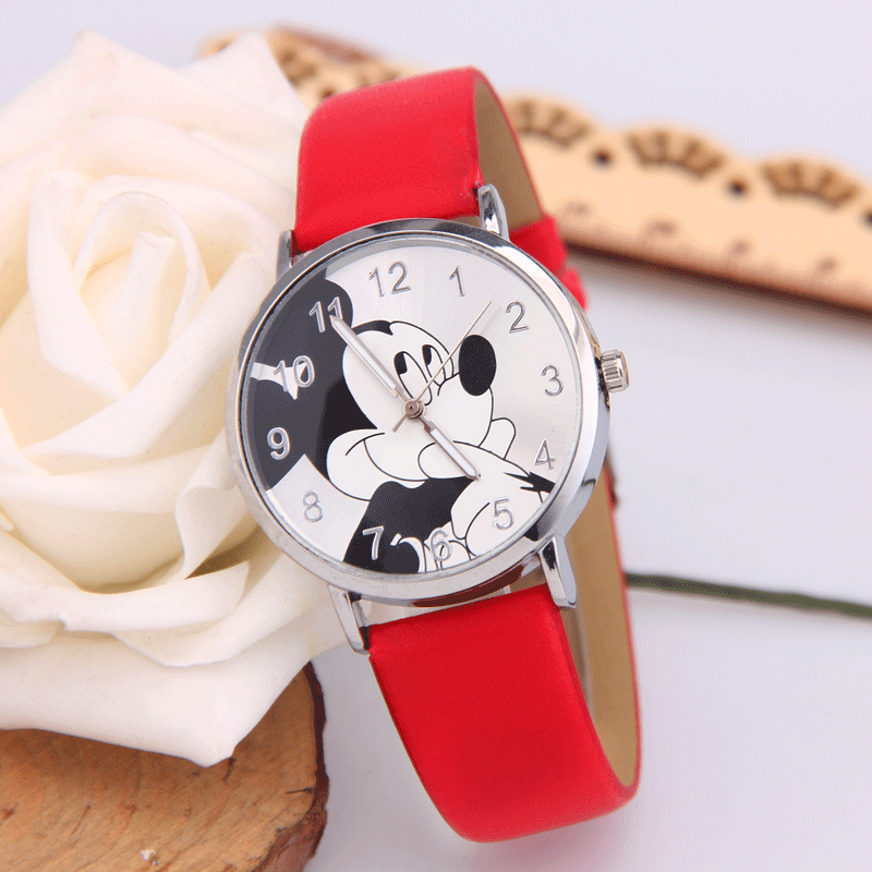 小孩子米奇卡通儿童手表 watch热卖爆款米老鼠pu皮带男女孩石英表