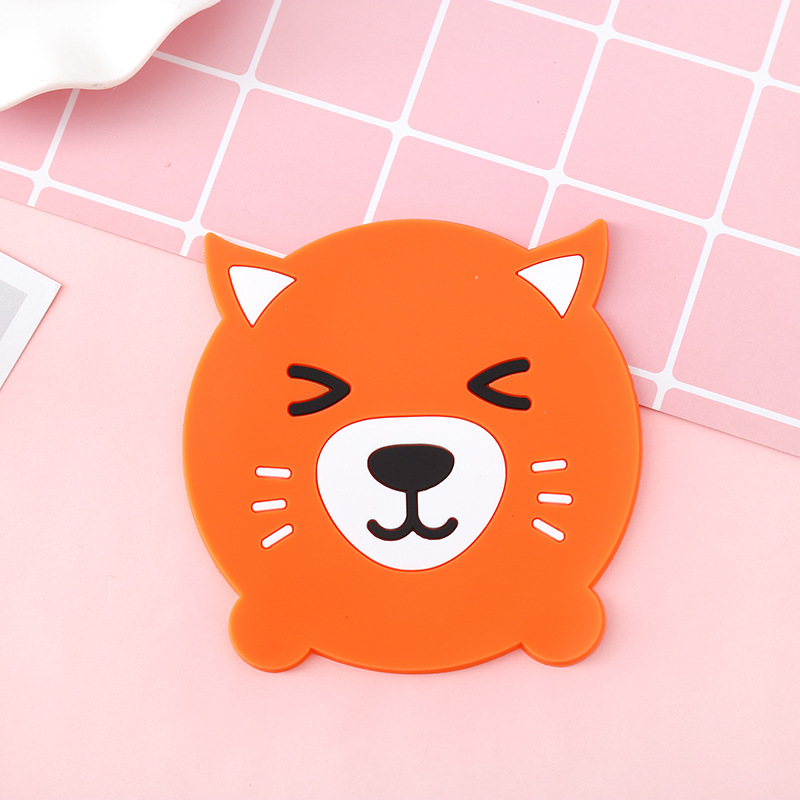 Yc25 Cute Animal Shape Soft Pvc Cup Mat Cartoon Shaped Non-Slip Insulation Mat Teacup Mat Placemat