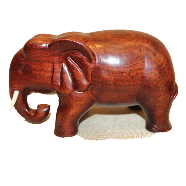 木象 小象木雕 木雕大象 木雕工艺品 家居桌面工艺摆件大象(对)
