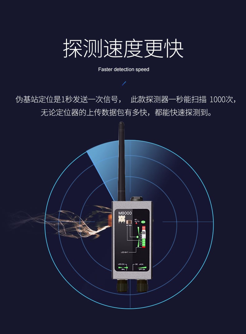 m8000反窃听无线信号gps探测器酒店防偷拍扫描仪车防定位检测仪